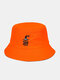 Halloween Unisex Cotton Cartoon Witch Hat Letter Pattern Print Fashion Bucket Hat - Orange