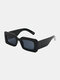 Unisex Resin Full Square Frame Wide-rim Anti-UV Fashion Sunglasses - Black