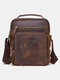 Men Coffee Vintage Multifunction PU Leather Briefcases Messenger Bag Crossbody Bag Handbag - Coffee