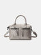 Women Retro Genuine Leather Multi-pockets Travel Handbag Shoulder Bag - Dark Gray