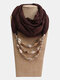 1 Pcs Chiffon Pure Color Resin Pendant Decor Sunshade Keep Warm Shawl Turban Scarf Necklace - Brown