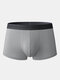 Mens Modal Seamless Boxer Briefs Solid Color U Convex Boyshorts - Grey