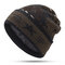 Mens Camouflage Wool Plush Beanie Hat Vintage Good Elastic Vintage Warm Winter Caps - Brown