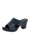 Diapositivas de tacones bajos casuales de color sólido con diamantes de imitación magníficos para mujer zapatillas - azul