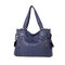Women Hardware Shoulder Bag Washed Leather Messenger Bag  - Blue