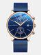 4 Colors Alloy Men Business Watch Waterproof Pointer Calendar Quartz Watch - Blue