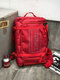 Men Oxford Fashion Wear-Resistant Multifunction Letter Pattern Solid Color Backpack Shoulder Bag - Red