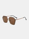 Unisex Fashion Personality Outdoor UV Protection Irregular Lens Metal Frame Square Sunglasses - Brown