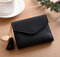 Tassel Candy Color Small Short Wallet Purse Card Holder For Women  - Black