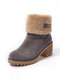 Suede Warm Lining Platform Ankle Boots - Grey