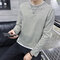 Men's Long-sleeved T-shirt Fake Two Round Neck Casual Cotton Bottoming Shirt - Green