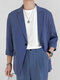 Mens Solid Color Three-quarter Sleeve Blazer - Blue