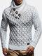Mens Textured Knit High Neck Warm Casual Pullover Sweaters - White