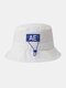 Unisex Cotton Fashion Cloth Label Sunshade Adjustable Couple Hat Bucket Hat - White