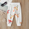 Girl's and Boy's Animal Cartoon Print Casual Pants For 1-7Y - White