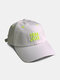Unisex Cotton Solid Fluorescent Letters Embroidery Fashion Sunshade Soft Top Baseball Cap - White