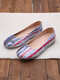 LOSTISY Multi Color Graffiti Slip Resistant Slip On Casual Flat Shoes - blu