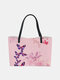 Women PU Leather Large Capacity Floral Cat Butterfly Printing Cute Handbag Shoulder Bag Bucket Bag Tote - #01