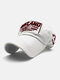 Unisex Cotton Letter Pattern 3D Embroidery Patch Washed Sunshade Baseball Cap - White