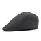 Mens Vintage Adjustable Lattice Cotton Beret Peaked Cap Casual Breathable Cowboy Beret Hats - Dark Grey
