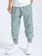 Mens Seam Detail Zip Cuff Solid Color Drawstring Jogger Pants - Green