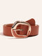 Women PU Pin Buckle Solid Versatile Decorate All-match Belt - Brown