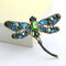 Luxury Dragonfly Rhinestones Crystal Brooch Pin Sweater Suit Badge Gift For Women Men  - Green