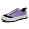 Men Patchwork Comfy Round Toe Lace Up Casual Skate Sport Shoes - Purple