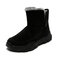Men Comfy Soft Suede Fabric Warm Lining Wearable Snow Boots - Black