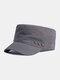 Men Cotton Solid Color Five-pointed Star Metal Label Casual Sunshade Military Cap Flat Hat - Gray