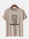 Mens Game Console Letter Print Casual Cotton Short Sleeve T-Shirts - Khaki