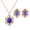 Luxury Jewelry Set Rhinestone Resin Flower Earrings Necklace Set - Blue