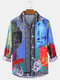 Mens Allover Colorful Mixed Pattern Print Lapel Daily Long Sleeve Shirts - Multi-color