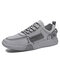 Men Breathable Printing Lace-up Round Toe Casual Canvas Flats - Gray