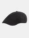 Men Cotton Solid Color Retro Adjustable Sunshade Newsboy Hat Octagonal Hat Flat Caps - Black