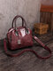 Women Vintage PU leather Large Capacity Crossbody Bag Shoulder Bag Handbag - Red