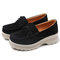 Large Size Suede Breathable Slip Resistant Tassel Platform Casual Shoes - Black