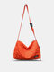 Men Nylon Sewing Rhombus Pattern Large Capacity Crossbody Bag Shoulder Bag - Orange