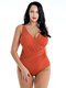 Plus Size Slimming One Piece Swimsuits Ruffled Cover Belly Women Bathing Suits By Newchic - Orange
