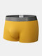 Mens Sexy Thin Patchwork Ice Silk Underwear Soft Breathable Stretch U Convex Boxer Briefs - Yellow