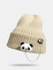 Unisex Knitted Solid Color Cartoon Doll Chain Decoration Fashion Warmth Brimless Beanie Hat - Beige
