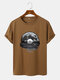 Mens Vinyl Records Graphic Crew Neck Short Sleeve T-Shirts - Brown