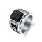 Винтажное мужское кольцо из титановой стали в стиле панк с геометрическим рисунком на палец - Черный