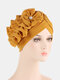 Women Cotton Multi Color Solid Casual Sunshade Floral Decor Baotou Hats Beanie Hats - Yellow