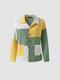 Color Block Patchwork Textured Shacket - Yellow