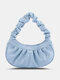 Casual Exquisite Pleated Handle Multi-Carry Waterproof Underarm Bag Dumplings Handbag - Blue