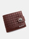 Men Artificial Leather Vintage Magnetic Closure Slim Purse Large Capacity Mini Wallet - Brown