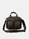 Menico Men Artificial Leather Vintage Large Capacity Crossbody Brief Bag Convertible Strap Handbag - Brown