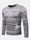 Mens Christmas Pattern Round Neck Slim Fit Casual Knitted Sweater - Gray