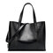 Women PU Leather Casual Handbag Large Capacity Tote Bag Solid Crossbody Bag - Black
